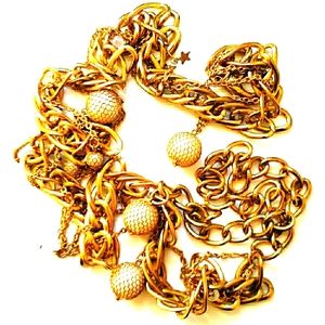 Gold Charm Chain Belt. Never Worn